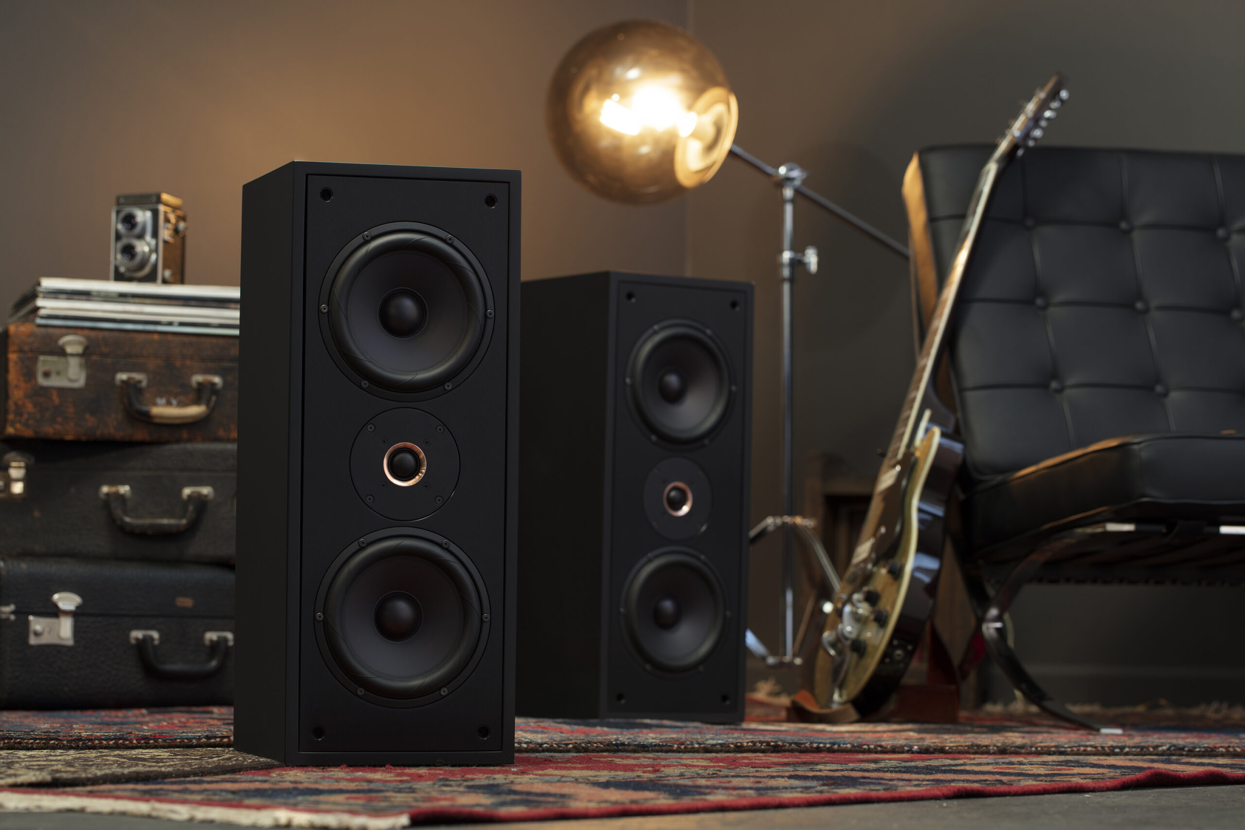 Two Leon brand floor speakers